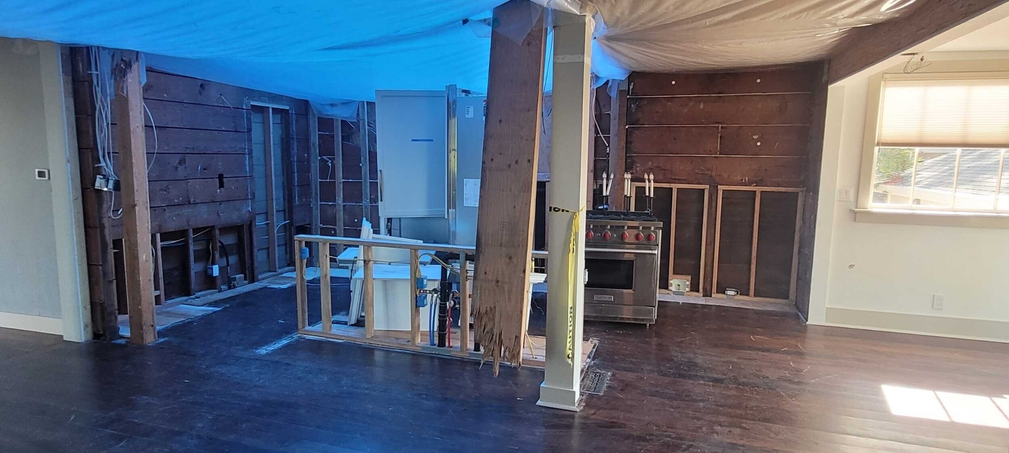 interior demolition after tree damage before whole home remodeling by js design and build in napa ca